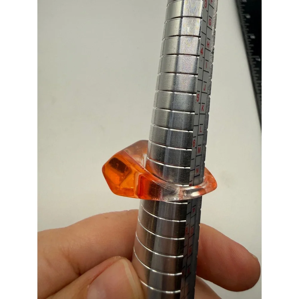 Vintage‎ Chunky Orange Striped Acrylic Resin Statement Ring Size 7 Geometric